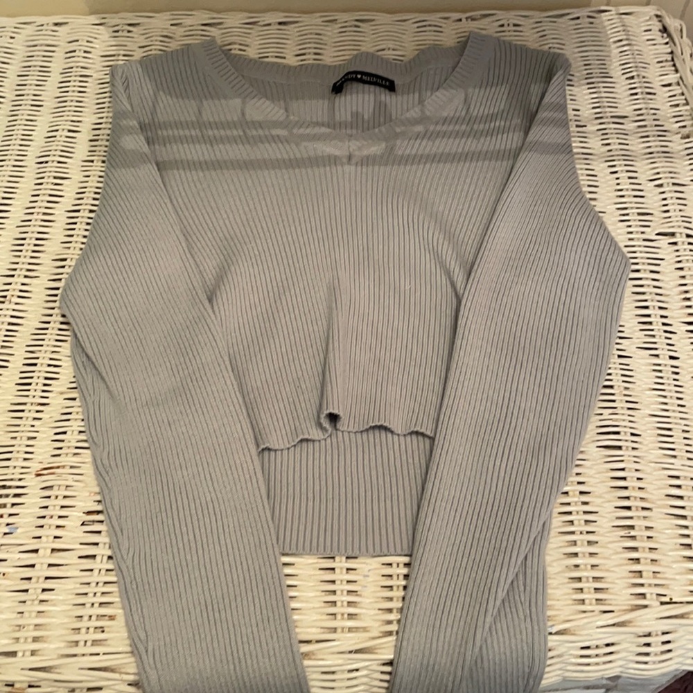 Brandy Melville Cropped Baby Blue Shirt
